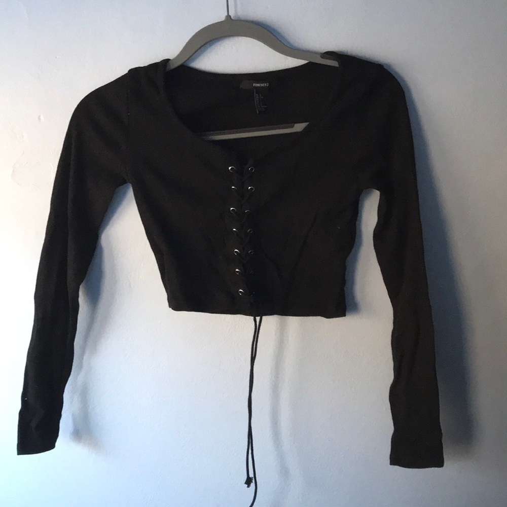 Lace up party top cropped